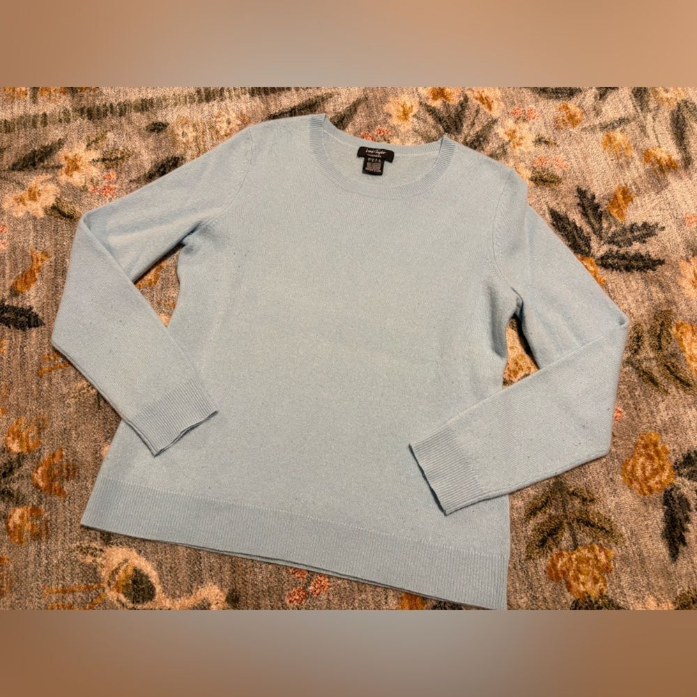LORD & TAYLOR 100% Cashmere Sweater Womens Blue Long Sleeve Classic Large